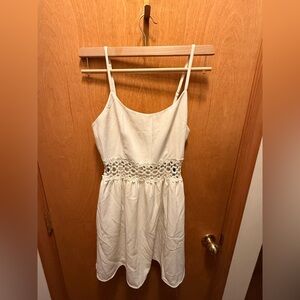 Forever 21 Cream Crochet-Trim Spaghetti Strap Dress